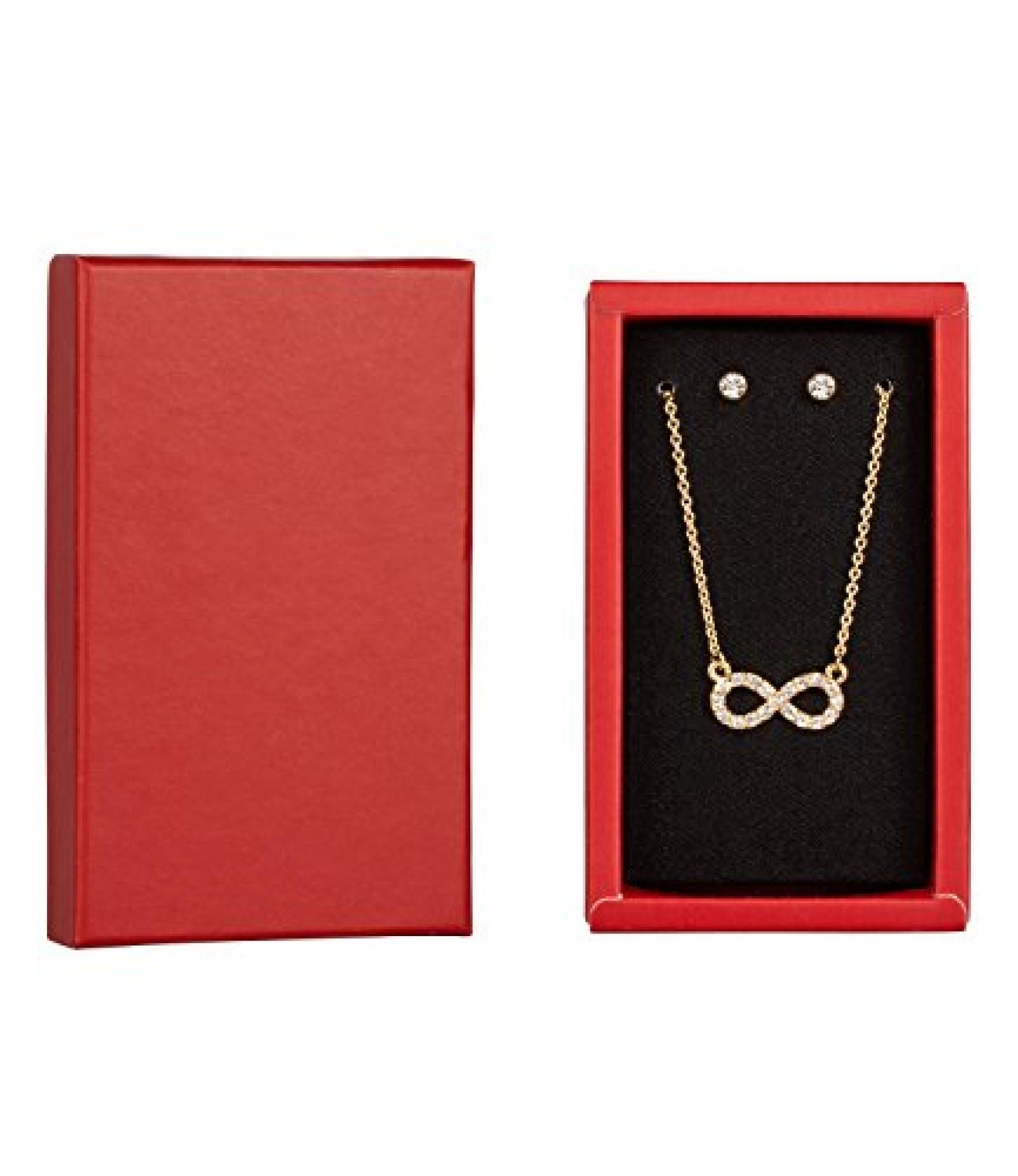 SIX "Xmas Sets" Geschenk-Box mit Kette & Ohrsteckern, gold, Strass, Infinity (388-236) 